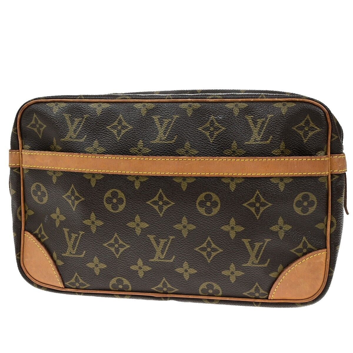 LOUIS VUITTON Compiegne 28 Clutch Bag Monogram Leather Brown GHW M51845 63ED999