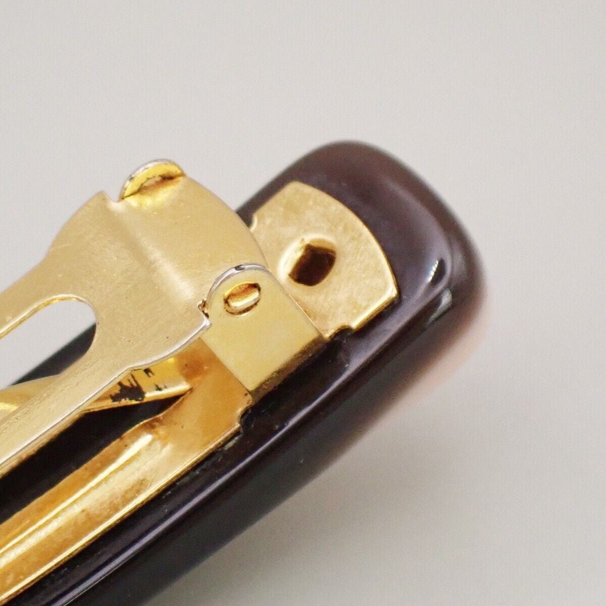 CHANEL Logo Hair Clip Barrette Accessory Black Pink Gold Made in France 33RJ980