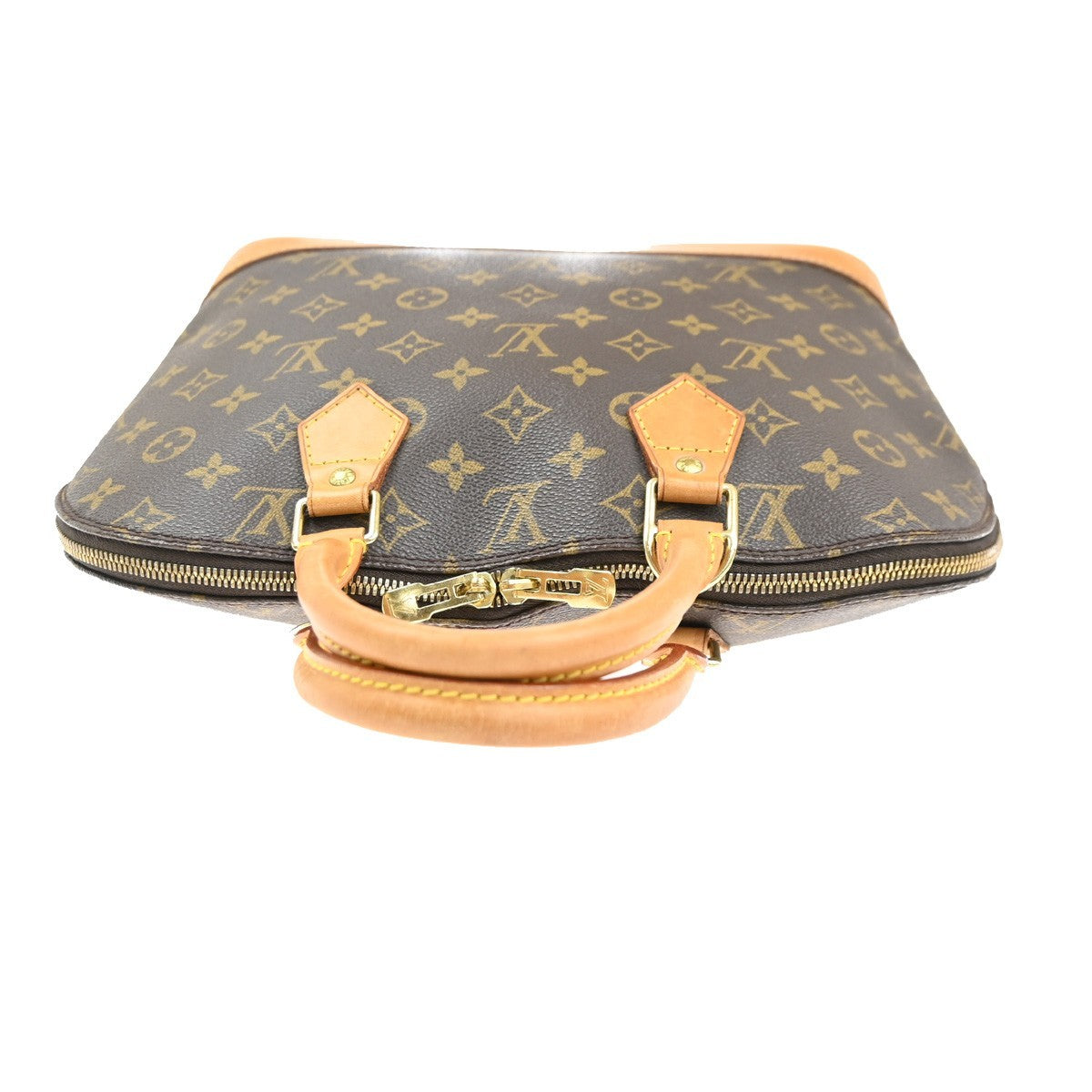 LOUIS VUITTON LV Logo Alma Hand Bag Monogram Leather Brown France M51130 70MA331