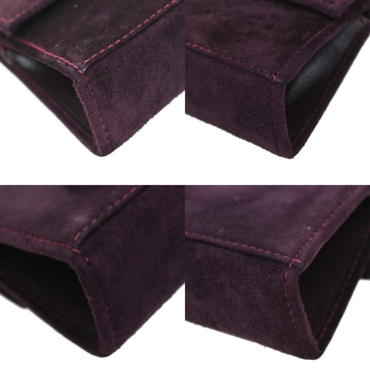 SALVATORE FERRAGAMO Gancini Mini Chain Shoulder Bag Suede Leather Purple 80KP154