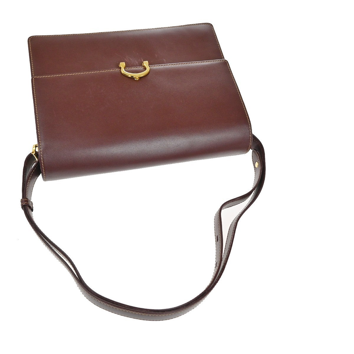 CARTIER Must Line Push lock Shoulder Bag  Leather Burgundy Red Italy GHW 36TA553