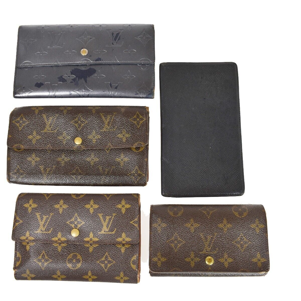 LOUIS VUITTON 5 Set Long Wallet Purse Monogram Matte Taiga Leather Brown 61GA567