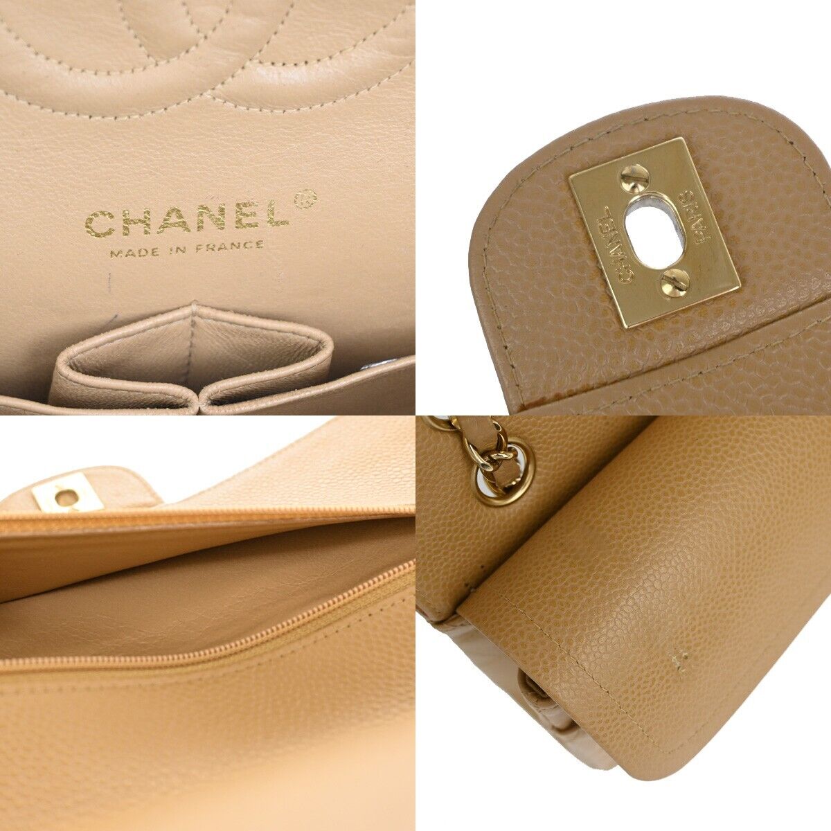 CHANEL CC Matelasse 25 Double Flap Chain Shoulder Bag Caviar Leather 239RJ661