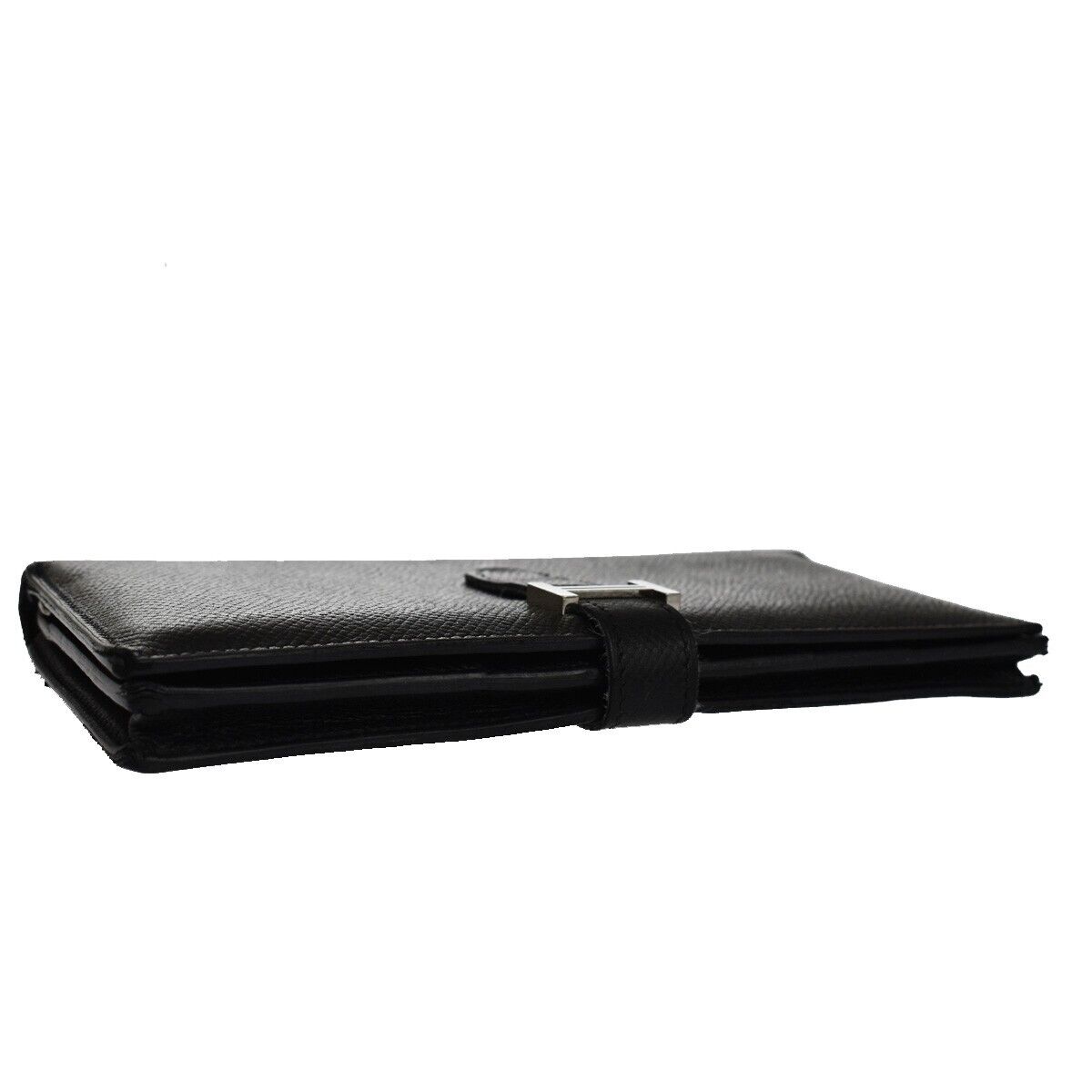 HERMES Logos Bearn Long Bifold Wallet Purse ▢L Veau Epsom Leather Black 85YC192
