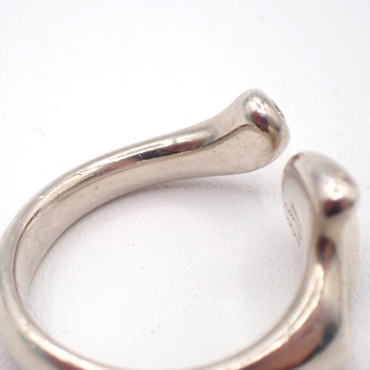 Tiffany & Co. Logo Elsa Peretti Open Heart Ring US Size 6 Silver Ag 925 09KP561