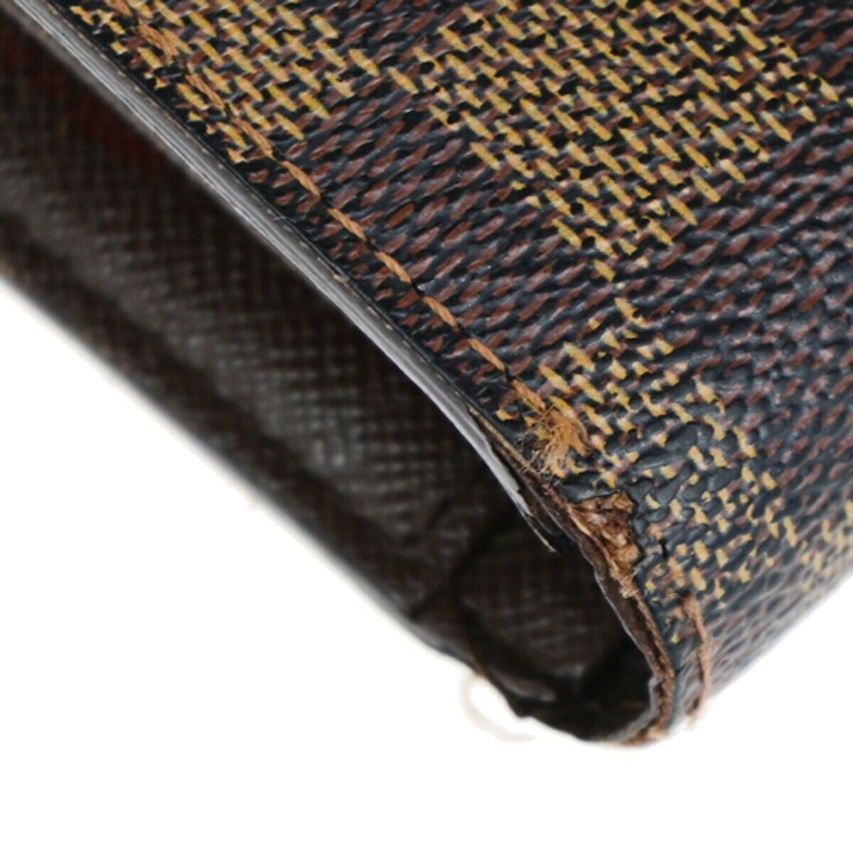 LOUIS VUITTON 3 Set Bifold Wallet Damier Azur Ebene Leather White Brown 38KA236