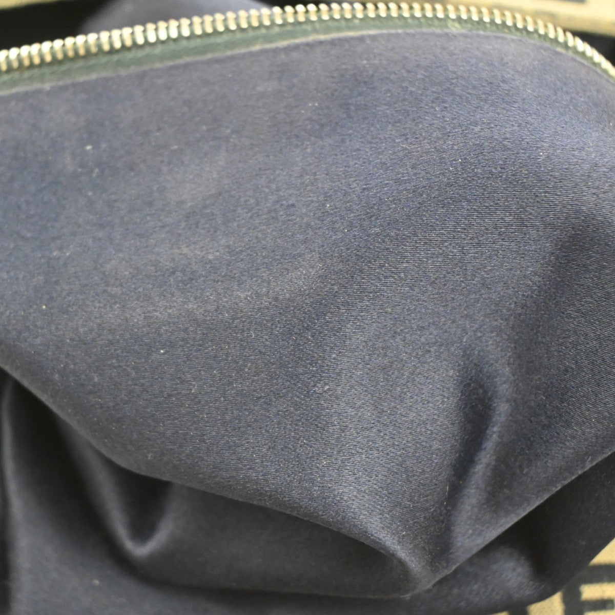 FENDI Mamma bucket Zuccino Shoulder Hand Bag Canvas Leather Navy Italy 79MA143