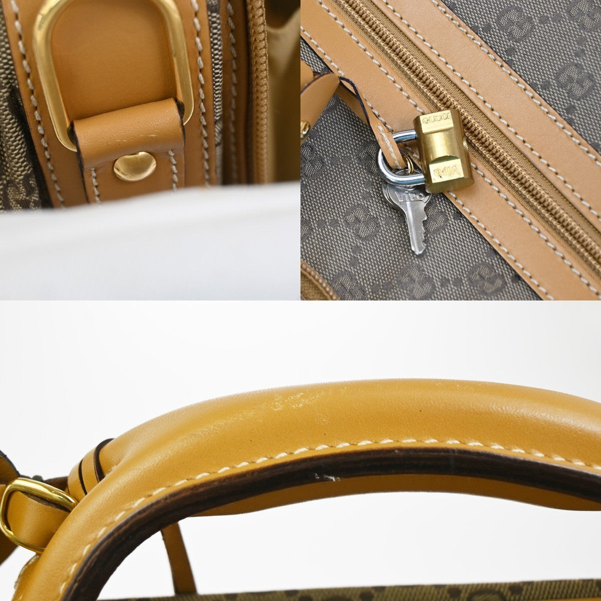GUCCI GG Pattern 2Way Travel Shoulder Hand Bag Canvas Leather Brown GHW 34ZA245