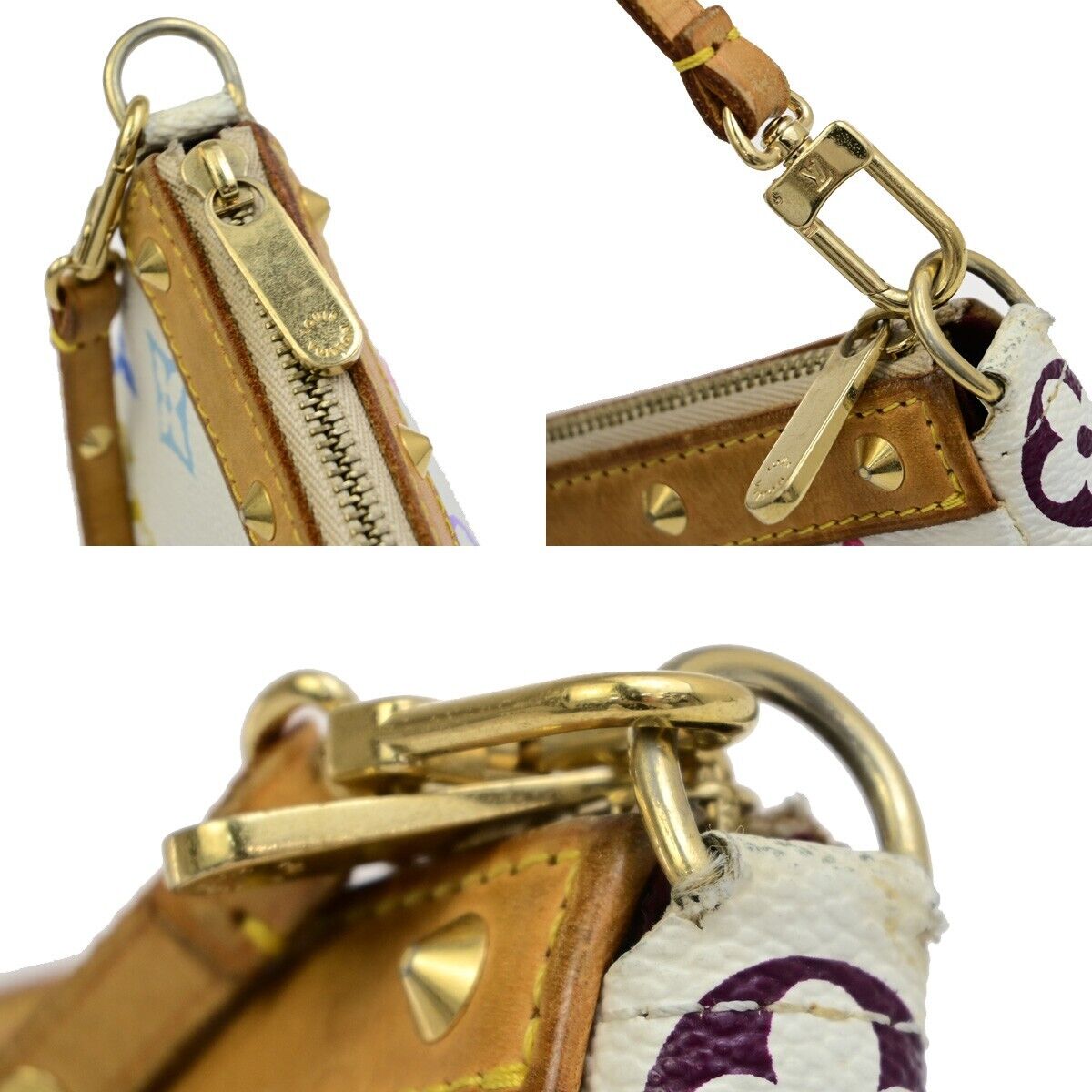 LOUIS VUITTON Pochette Accessoires Hand Bag Monogram Multi White M92649 667RF226