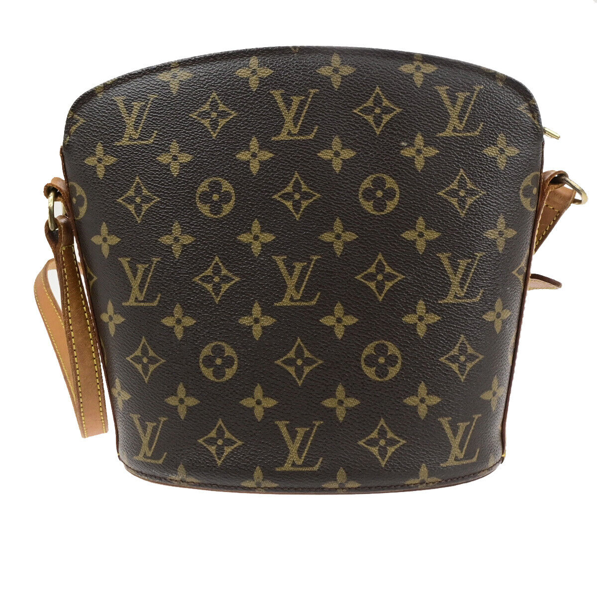LOUIS VUITTON Logo Drouot Shoulder Bag Monogram Leather Brown M51290 34SJ621