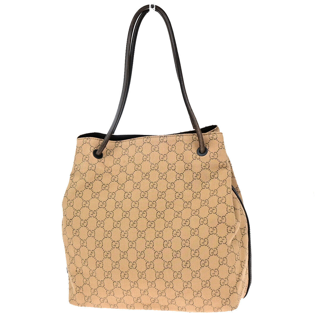 GUCCI Logo GG Pattern Shoulder Bag Canvas Leather Brown Made In Italy 60YF013