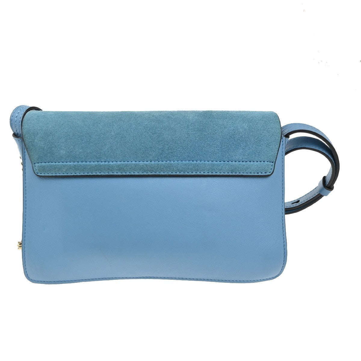 CHLOE Logo Faye Crossbody Shoulder Bag Suede Leather Blue Spain GHW 38CA694