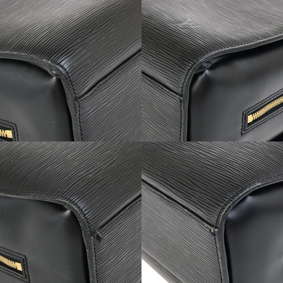 LOUIS VUITTON LV Logo Sorbonne Hand Bag Epi Leather Black France M54512 35ED052