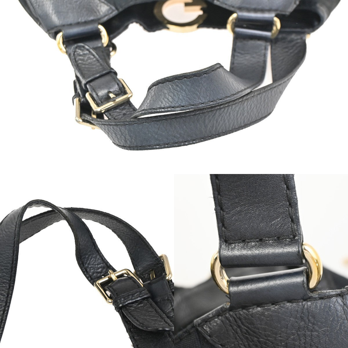 GUCCI Logo GG Pattern Shoulder Tote Bag Canvas Leather Black GHW Italy 34YH906