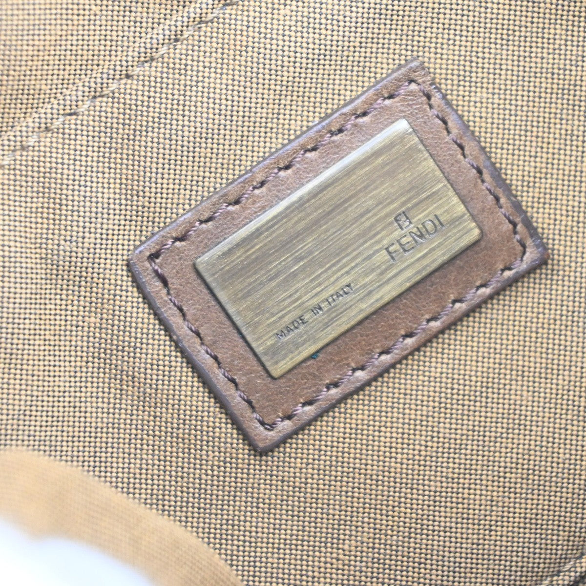 FENDI FF Logo Zucca Pattern Shoulder Bag Canvas Leather Khaki GHW Italy 71MA559