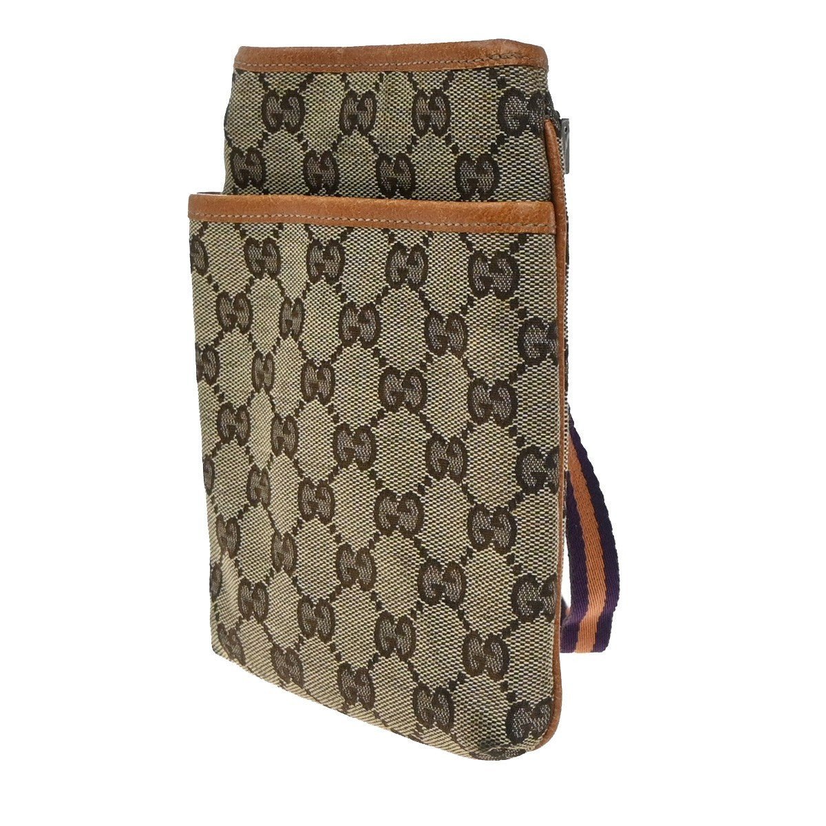 GUCCI Logo GG Pattern Mini Shoulder Bag Canvas Leather Brown 65KP329