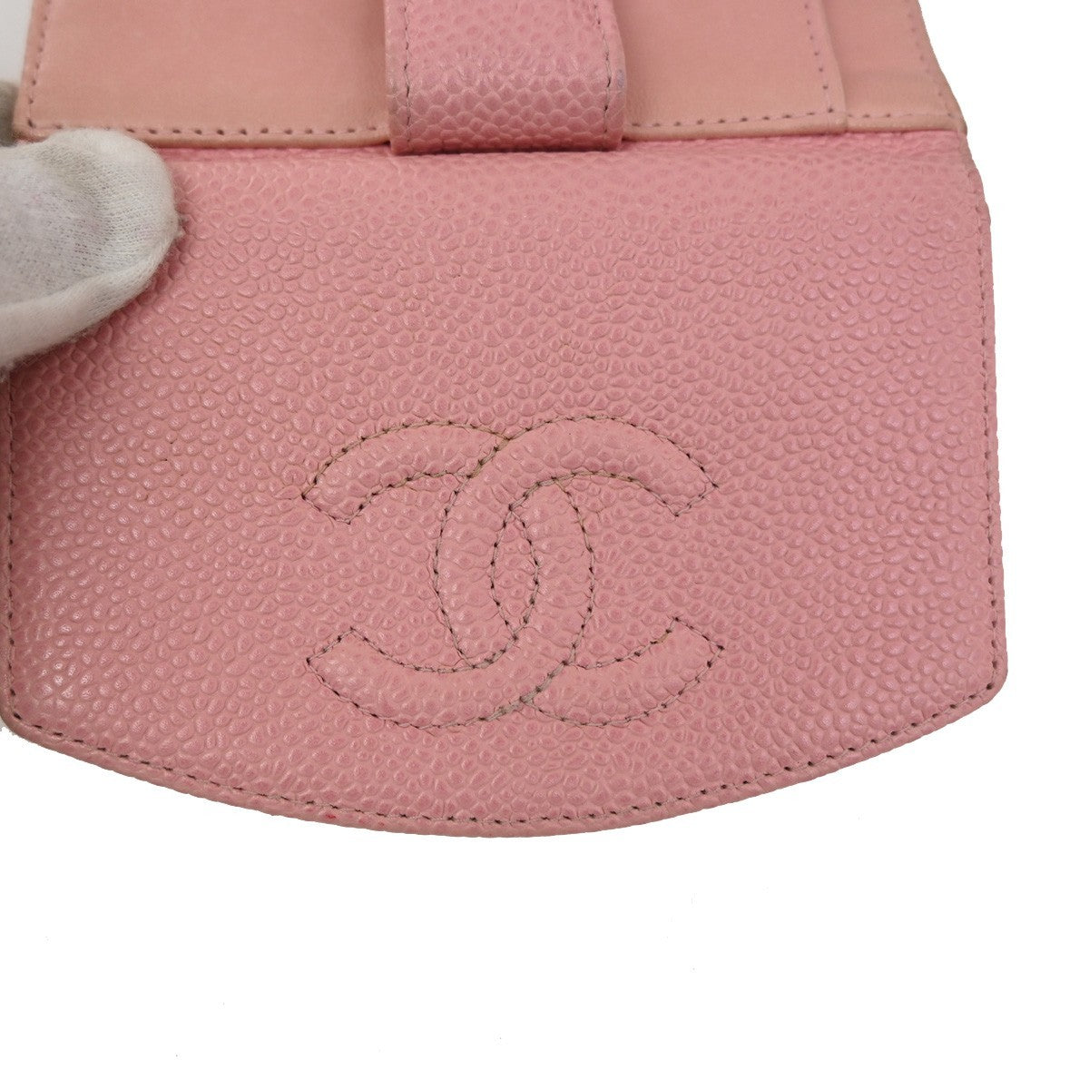 CHANEL CC Logo Bifold Compact Wallet Grained Calfskin Leather Pink GHW 83KB512