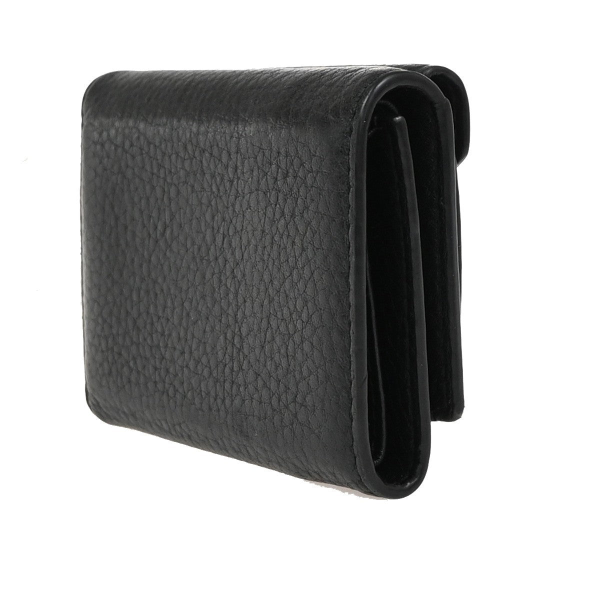 PRADA Logo Mini Compact Trifold Wallet Vitello Leather Black GHW 62KC693