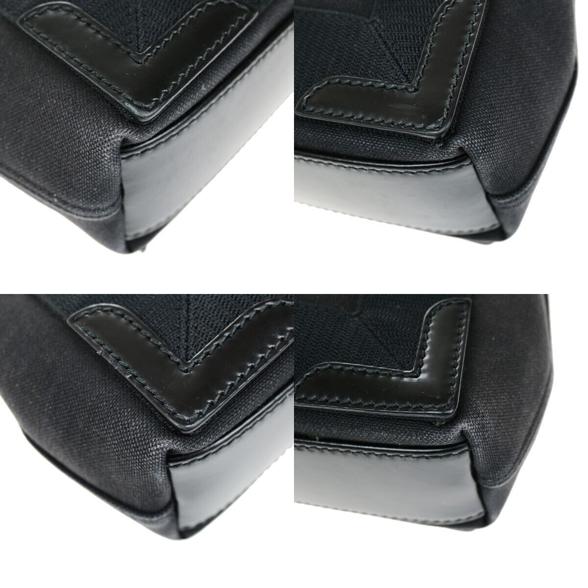 BALENCIAGA Navy Cabas XS 2Way Shoulder Hand Bag Canvas Leather Black 85ED814