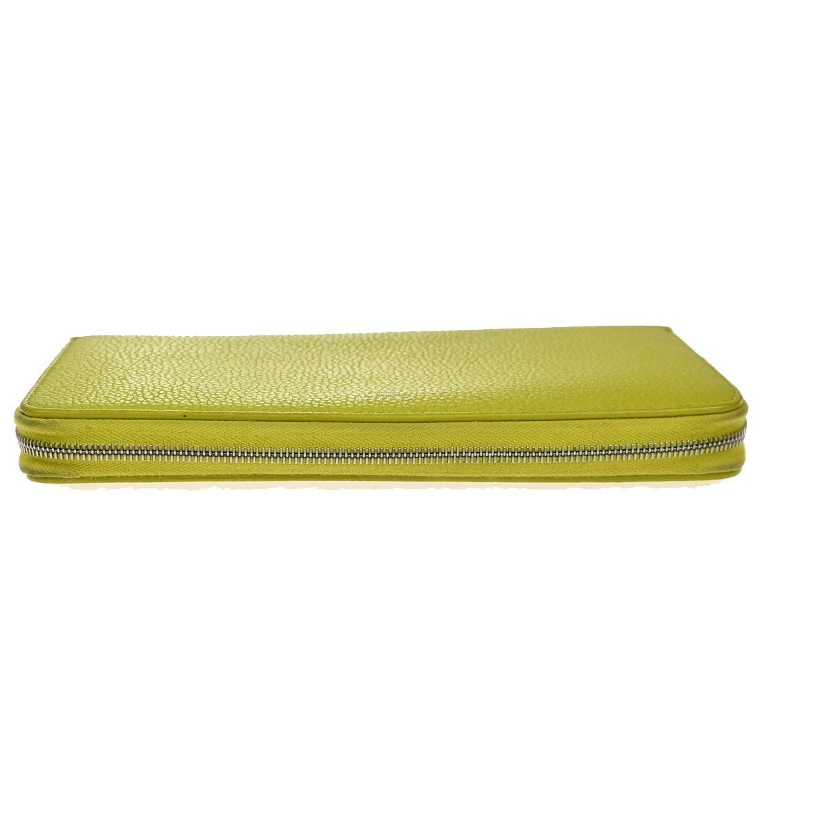 CELINE Logo Zip Around Long Wallet Purse Leather Yellow SHW Italy 66YH956