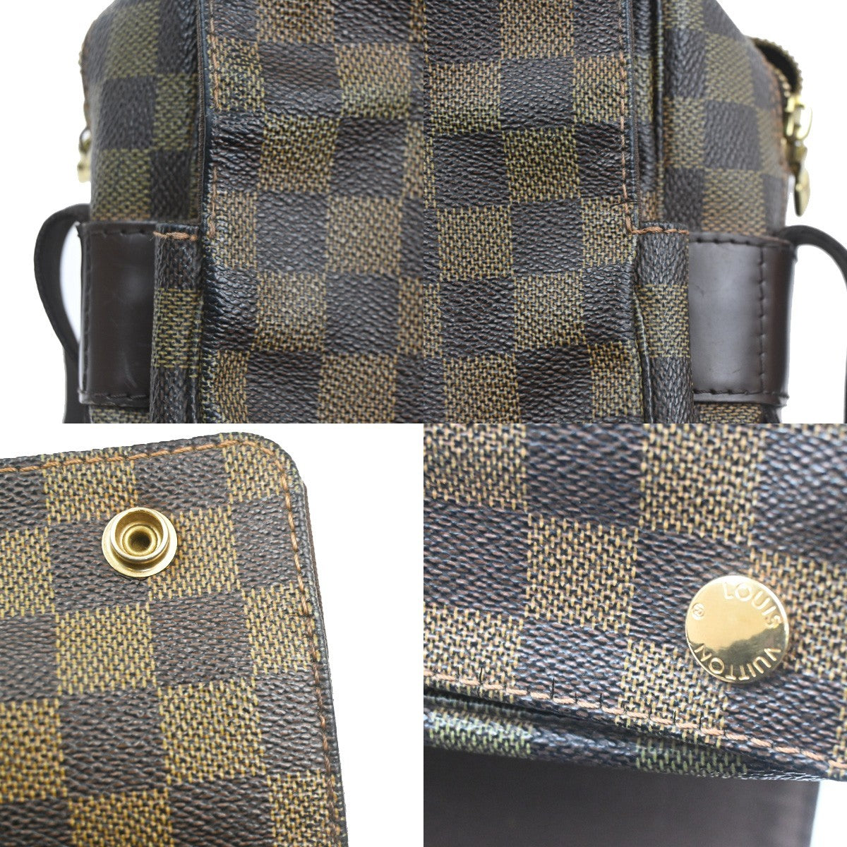 LOUIS VUITTON Naviglio Shoulder Bag Damier Ebene Leather Brown N45255 83CA735