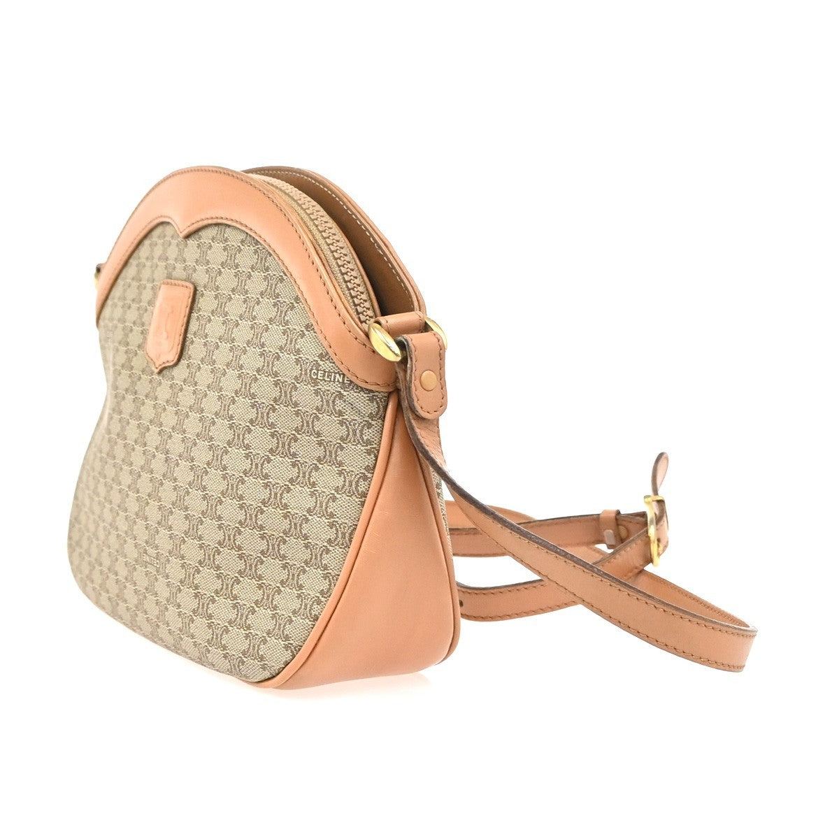 CELINE Macadam Pattern Crossbody Shoulder Bag PVC Leather Brown Italy  62KC868