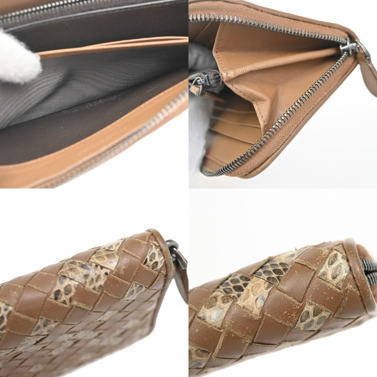 BOTTEGA VENETA Logo Intrecciato Zippy Long Wallet Embossing Leather BN 67DA286