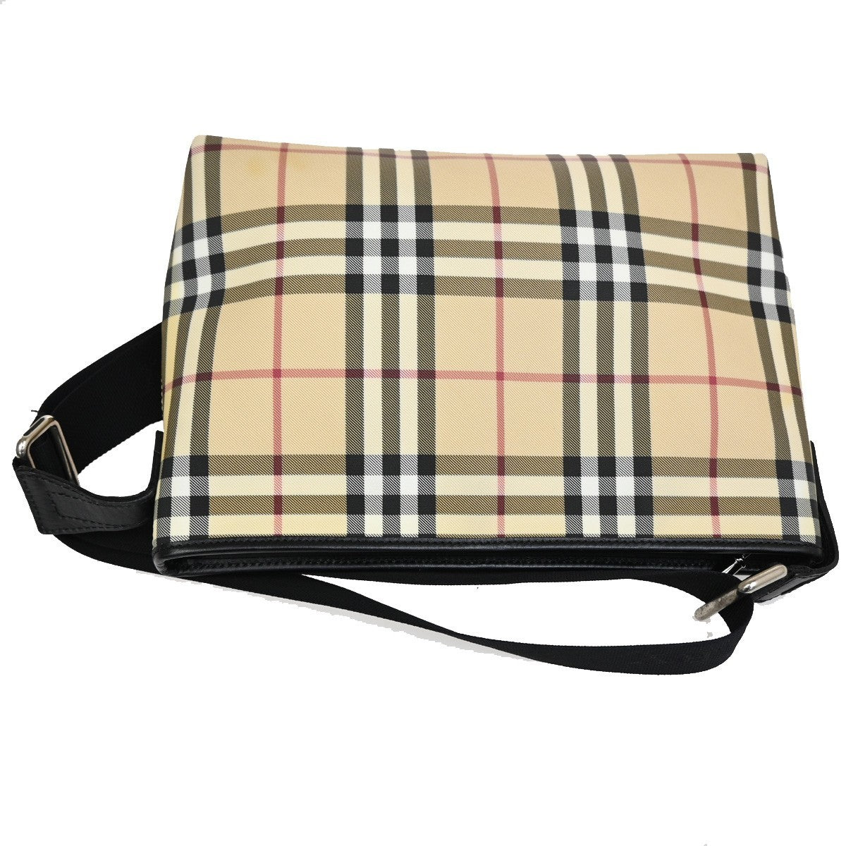 BURBERRY Logo Nova Check Shoulder Bag Canvas Leather Beige Black 38TA158