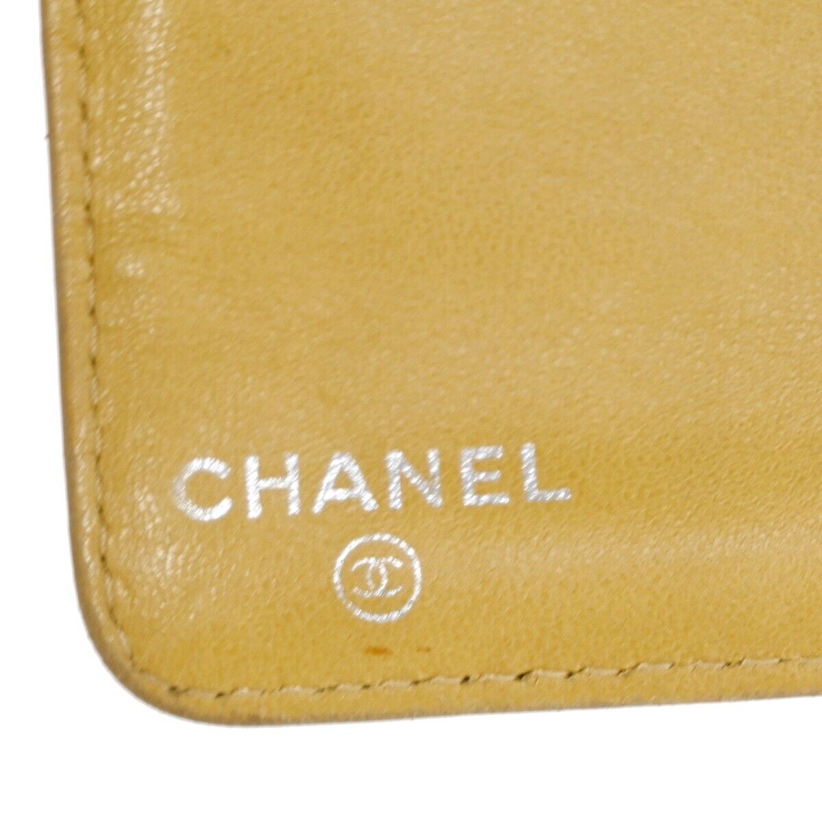CHANEL CC Logo Icon Long Bifold Wallet  Purse Leather Beige SHW Italy 68EA127