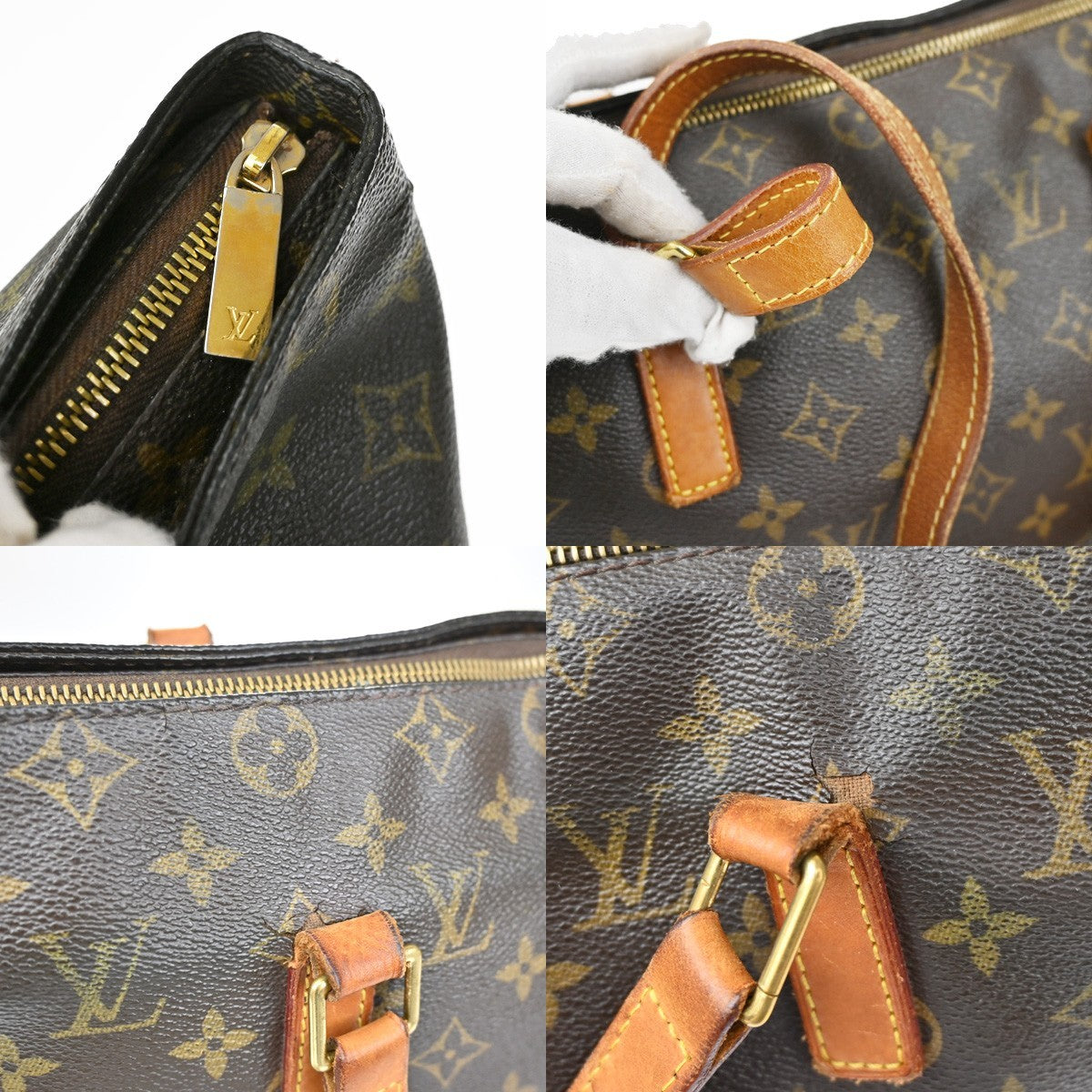 LOUIS VUITTON Cabas Mezzo Shoulder Bag Monogram Leather Brown M51151 35KB563
