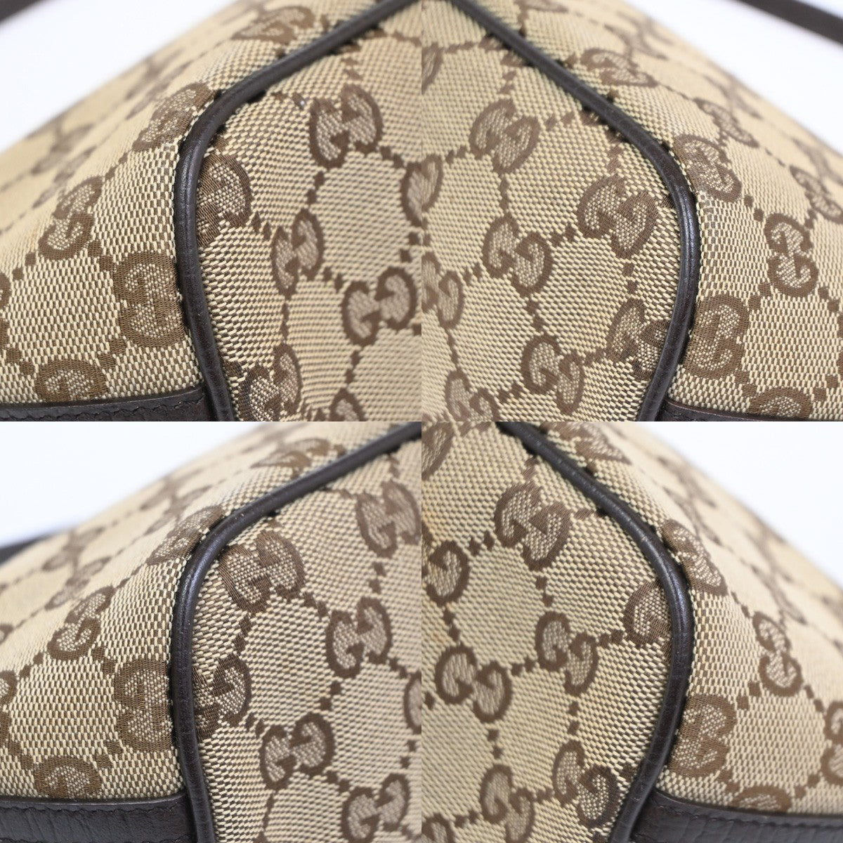 GUCCI Logo GG Pattern Hand Bag Canvas Leather Brown SHW Italy 65CA757