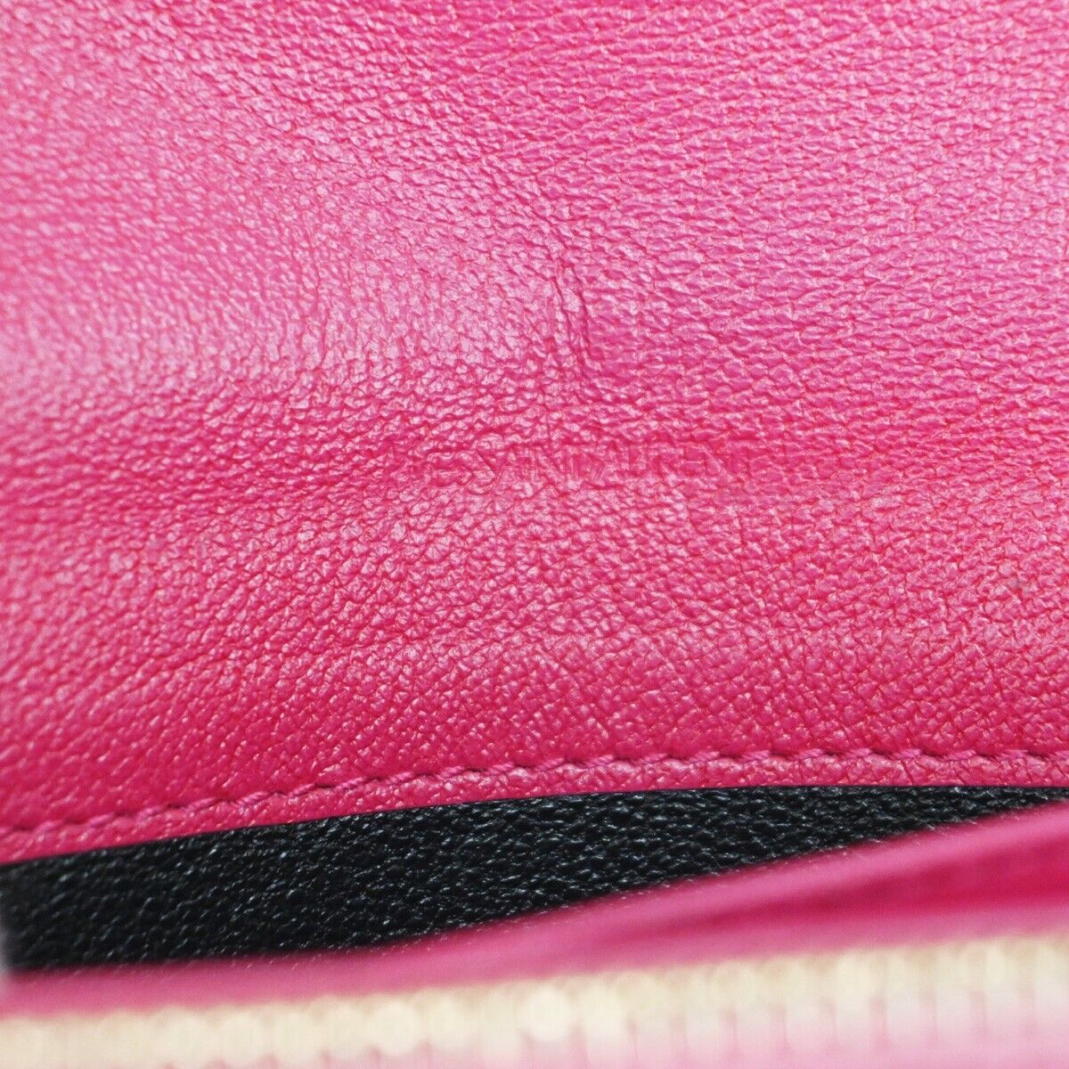 YVES SAINT LAURENT YSL Logo Long Zipper Wallet Purse Leather Pink 66SH355