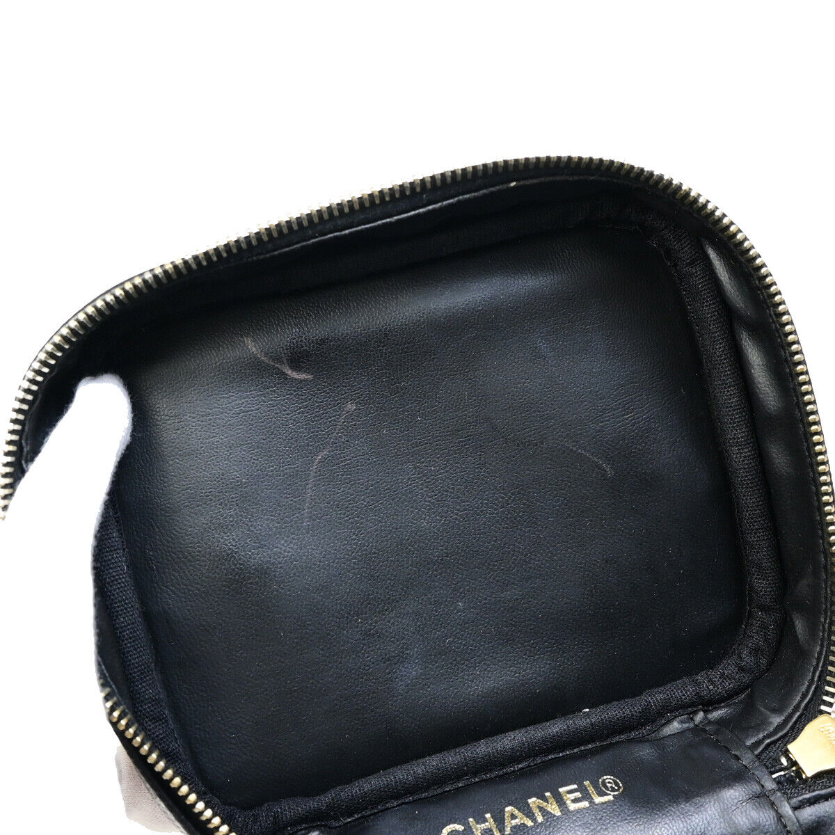 CHANEL CC Logo Vanity Hand Bag Caviar Skin Leather Black GHW France 59RJ911