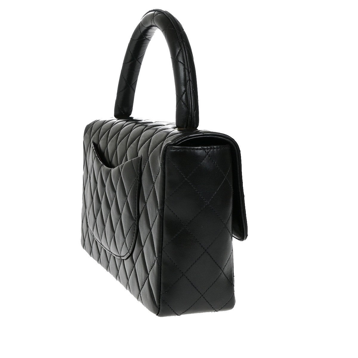 CHANEL CC Matelasse 25 Hand Bag Lambskin Leather Black GHW Vintage 805RK853