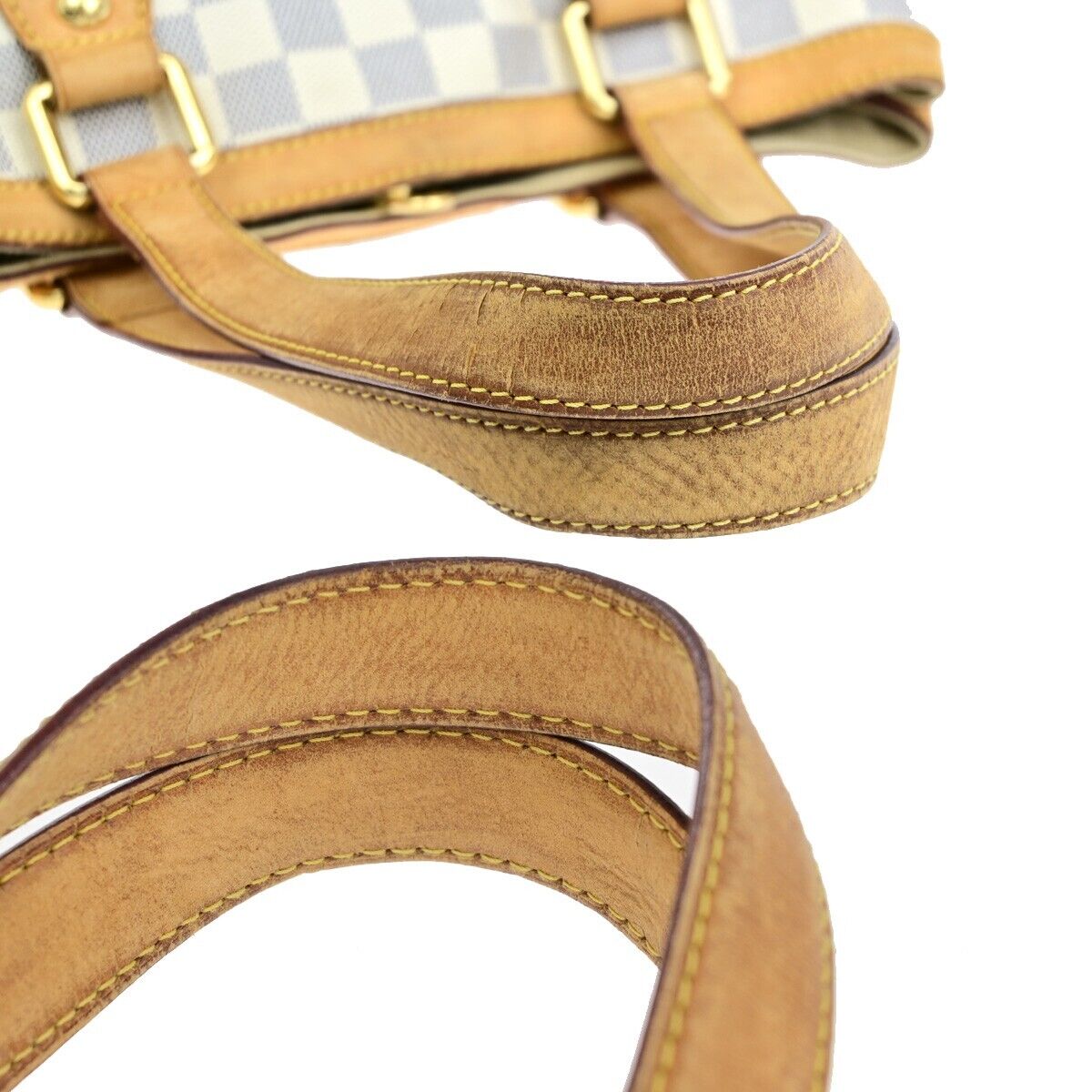 LOUIS VUITTON Hampstead PM Shoulder Bag Damier Azur Leather White N51207 72EB472