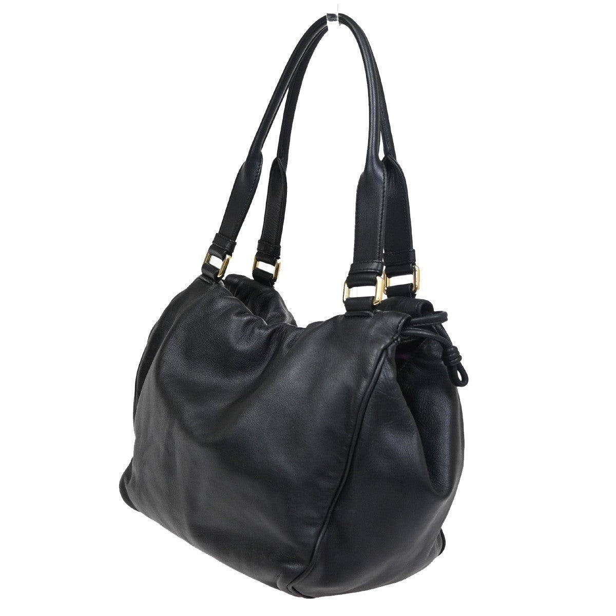 LOEWE ANAGRAM Logo Shoulder Hand Bag Nappa Leather Black GHW Spain 75RL779