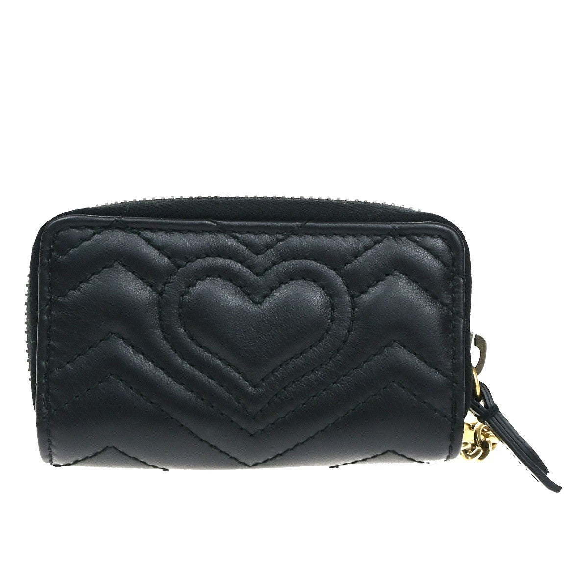 GUCCI GG Logo Marmont Key Pouch Case Leather Black Italy GHW 81YJ251