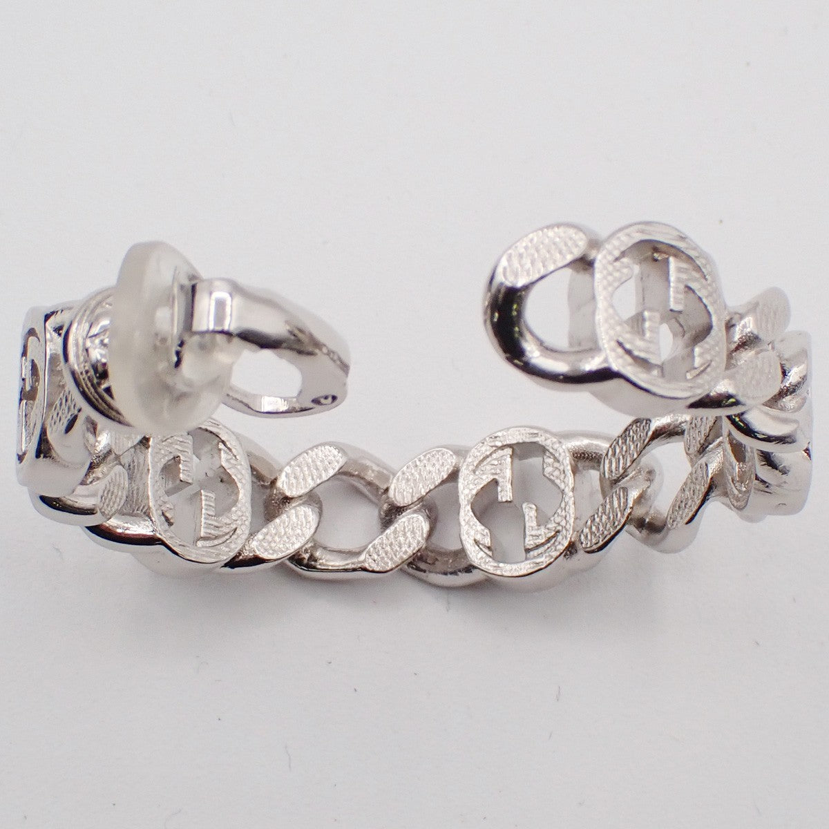 GUCCI Interlocking G Logo Single Earring Clip on Silver Accessory Italy 05RL696