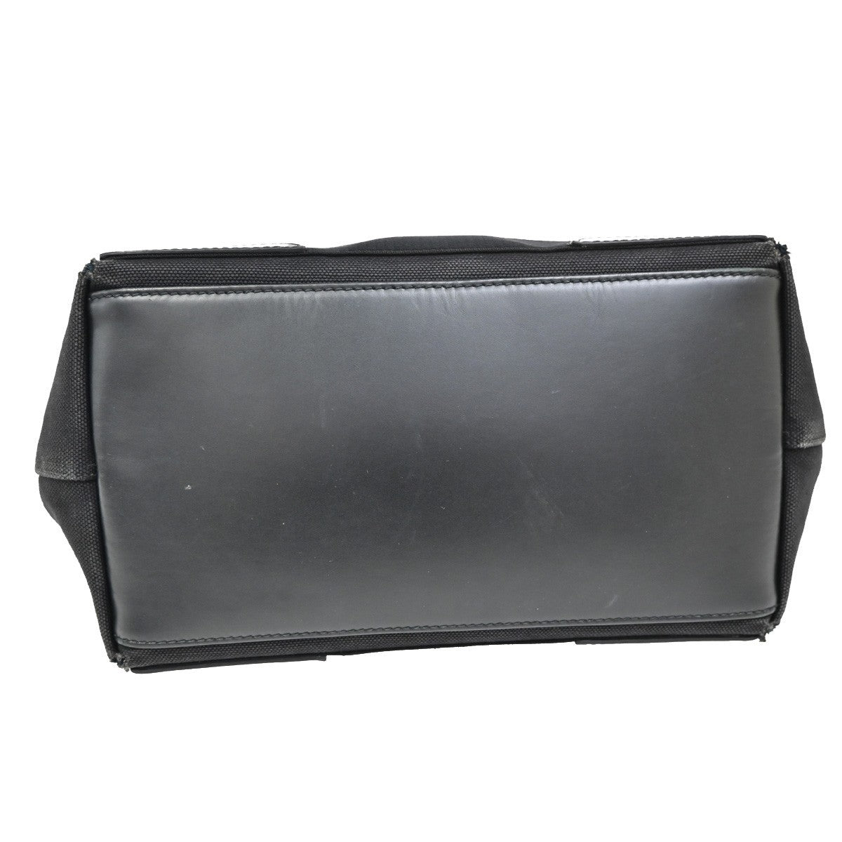 BALENCIAGA Logo Navy Cabas S Hand Bag Canvas Leather Black Italy 65EF883