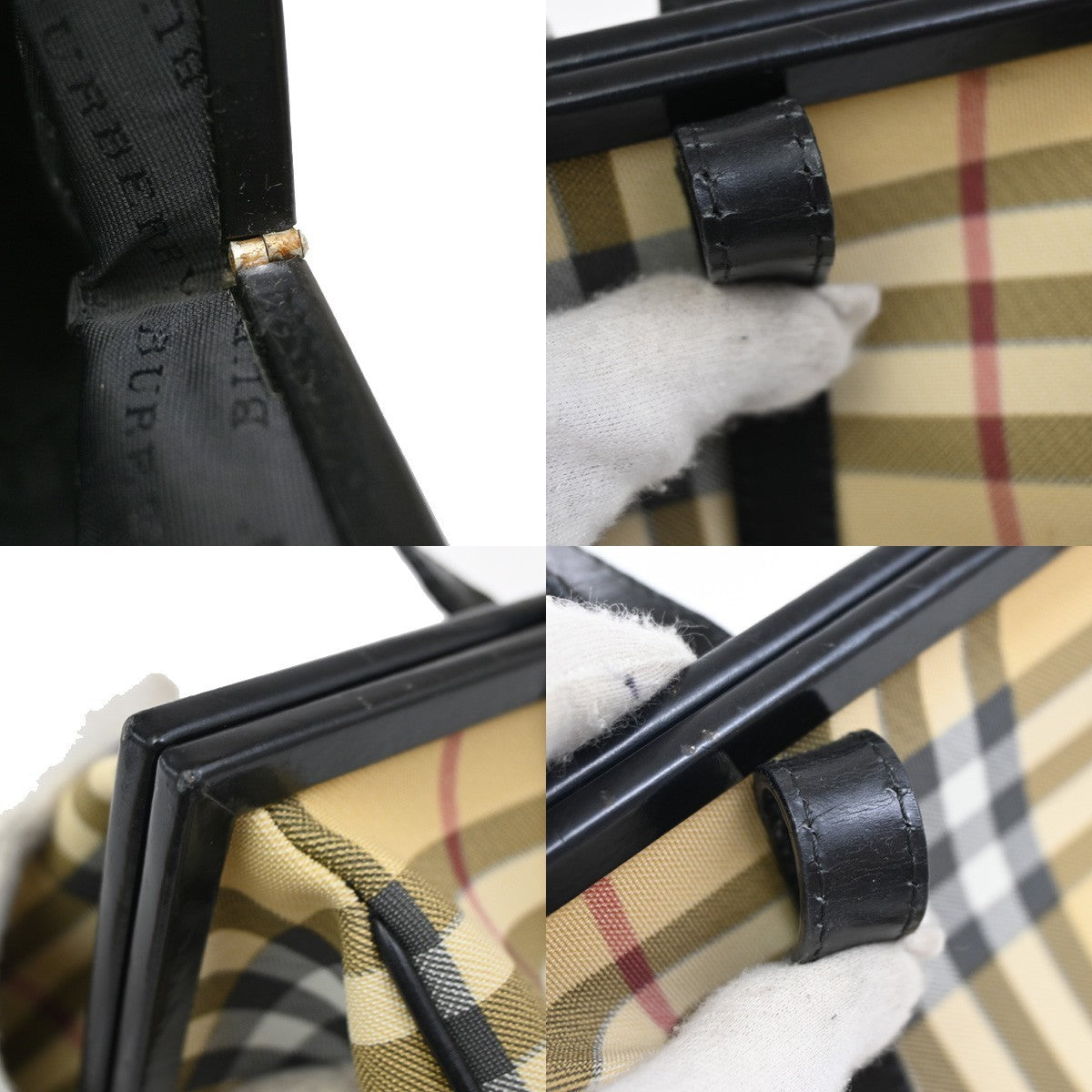 BURBERRY Logo Nova Check Shoulder Bag PVC Leather Beige Black 38DA064