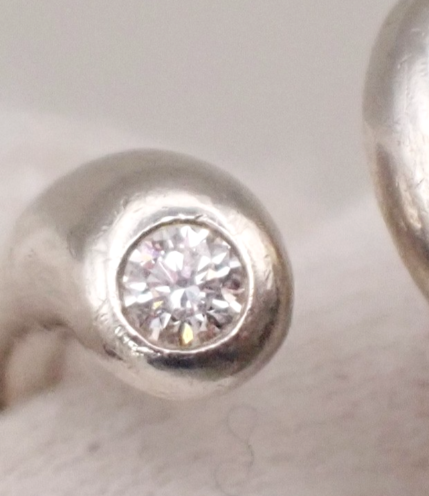 TIFFANY&Co. Logo Full Heart Diamond Ring Silver 925 Elsa Peretti Spain 08KC937