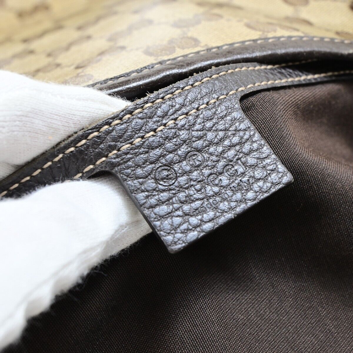 GUCCI GG Canvas Crystal Tote Shoulder Bag Coating Leather Brown Italy 34FB073