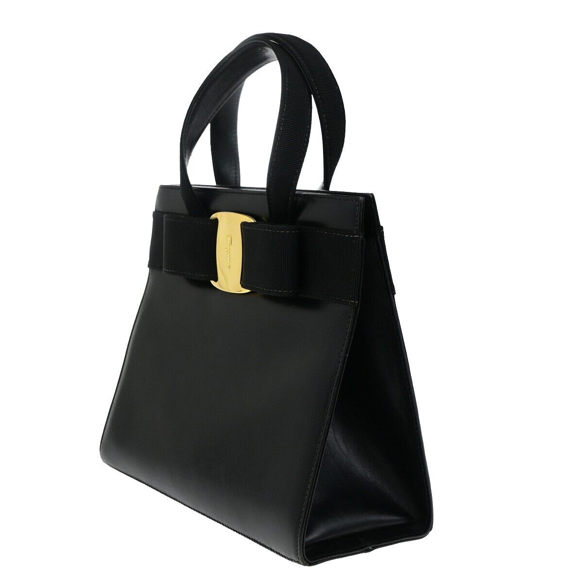 SALVATORE FERRAGAMO Vara 2Way Shoulder Hand Bag Leather Black GHW Italy 35YH085