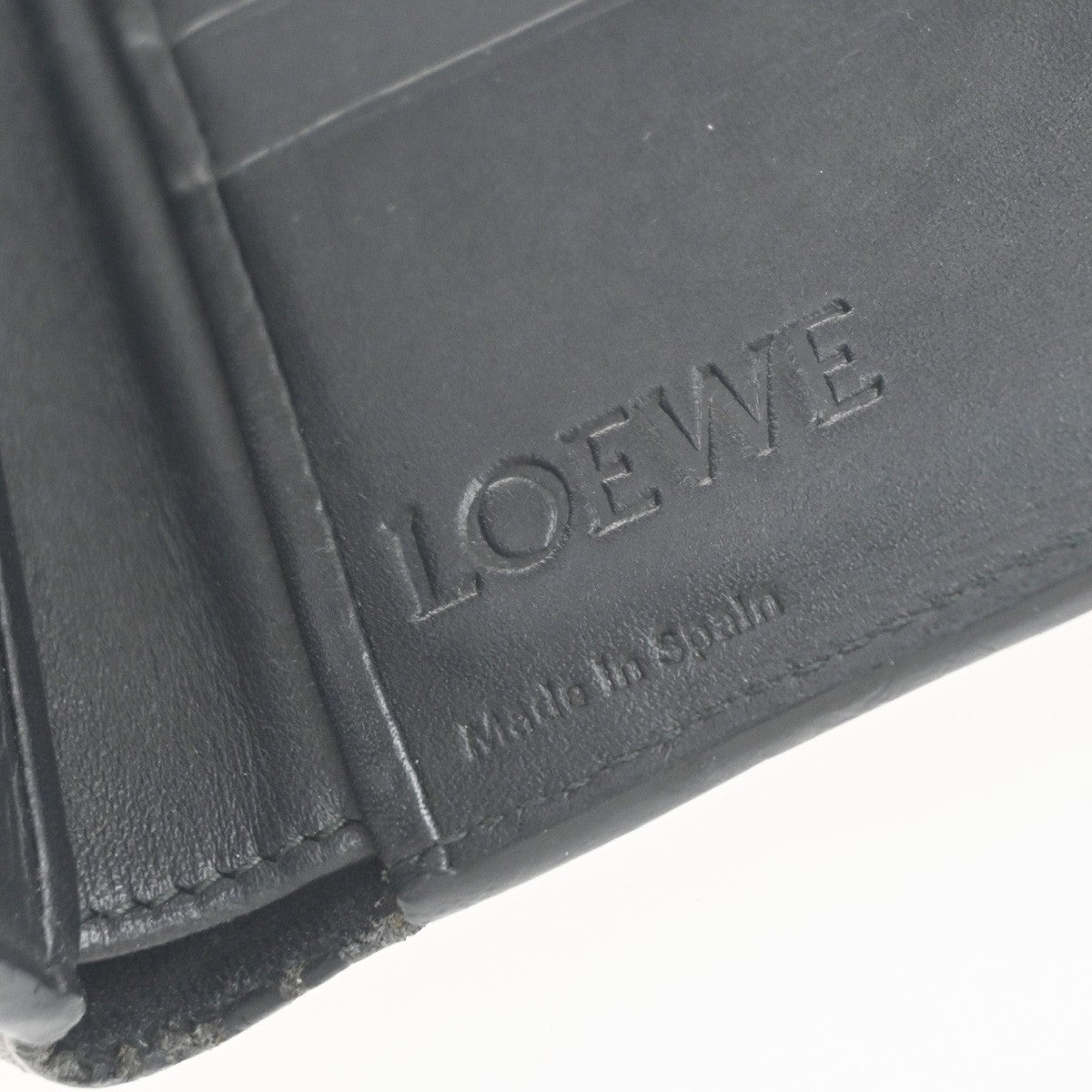 LOEWE Logo Puzzle Compact Bifold Wallet Purse Leather Tricolor Gray 01YH870