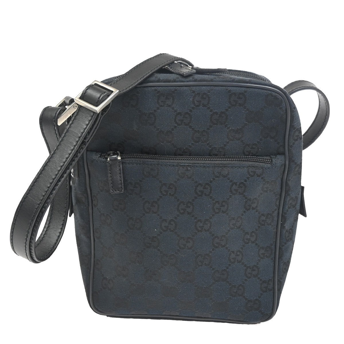 GUCCI Logo GG Pattern Cross Body Shoulder Bag Canvas Leather BE BK Italy 67CA766