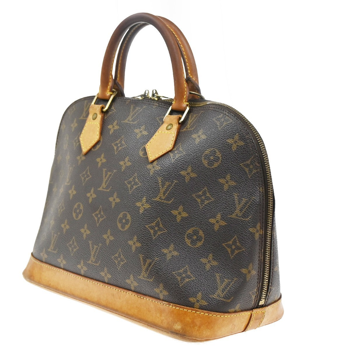 LOUIS VUITTON LV Logo Alma Hand Bag Monogram Leather Brown France M51130 64CA299