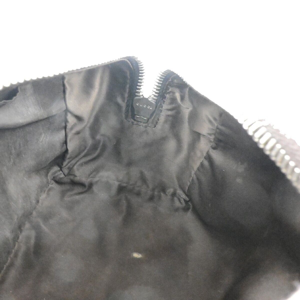 GUCCI Logo Diamante Sherry Pouch Bag Nylon Leather Brown SHW Italy 08ED673