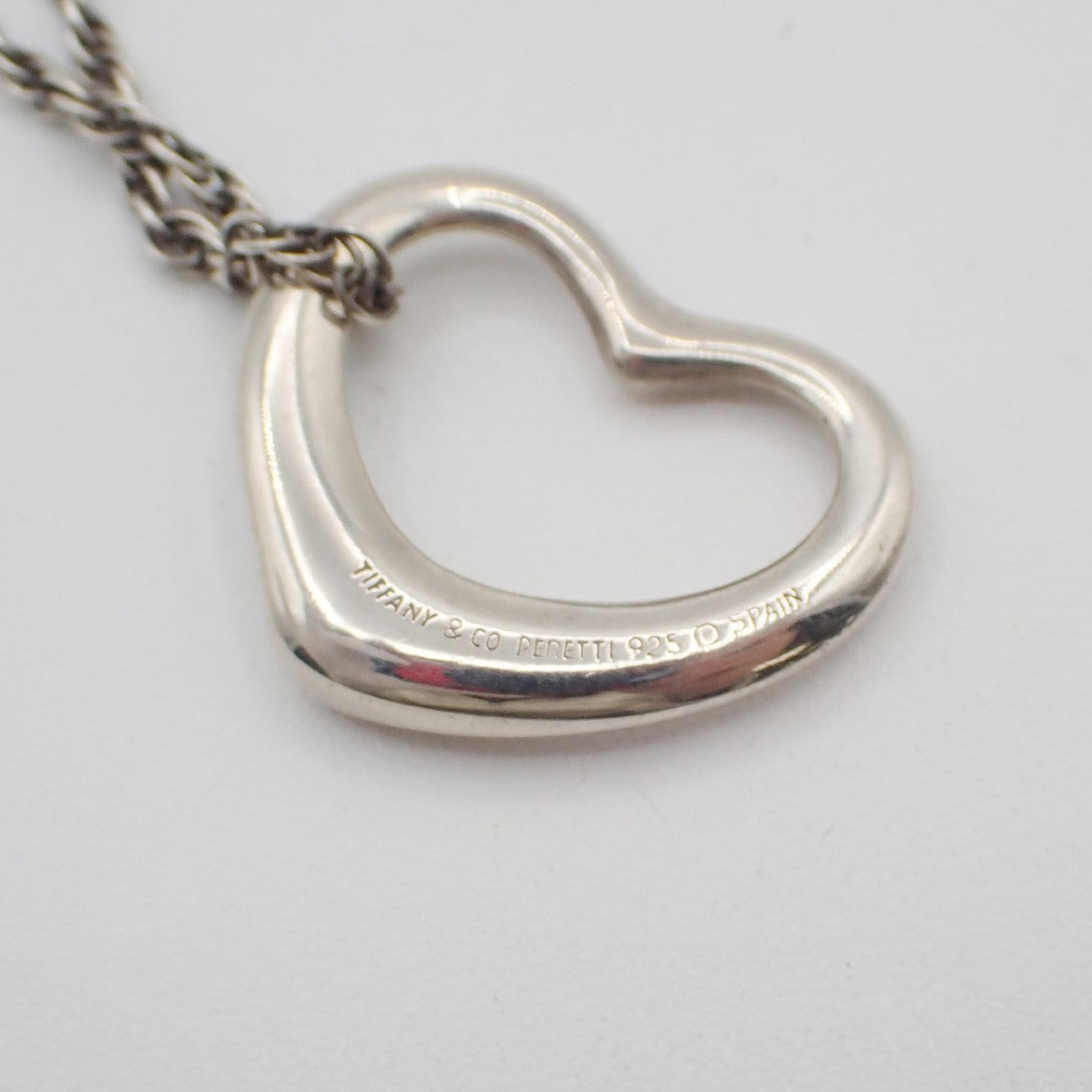 TIFFANY & CO. Open Heart 22mm Chain Necklace Ag 925 Elsa Peretti Silver 02KB788