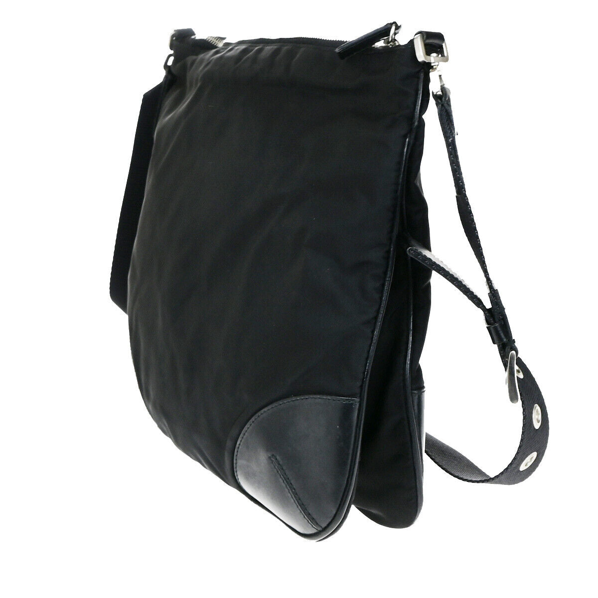 PRADA Logo Tessuto Crossbody Shoulder Bag Nylon Leather Black SHW Italy 67YG497