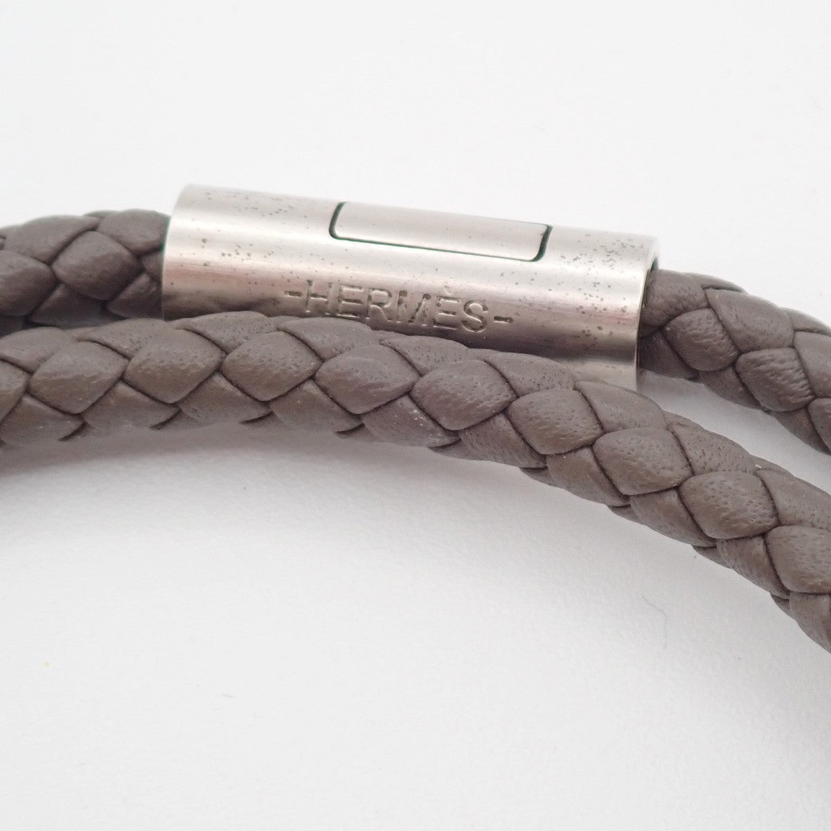 HERMES Goliath Bracelet Double Tour bracelet Leather Gray SHW Italy 69YH871